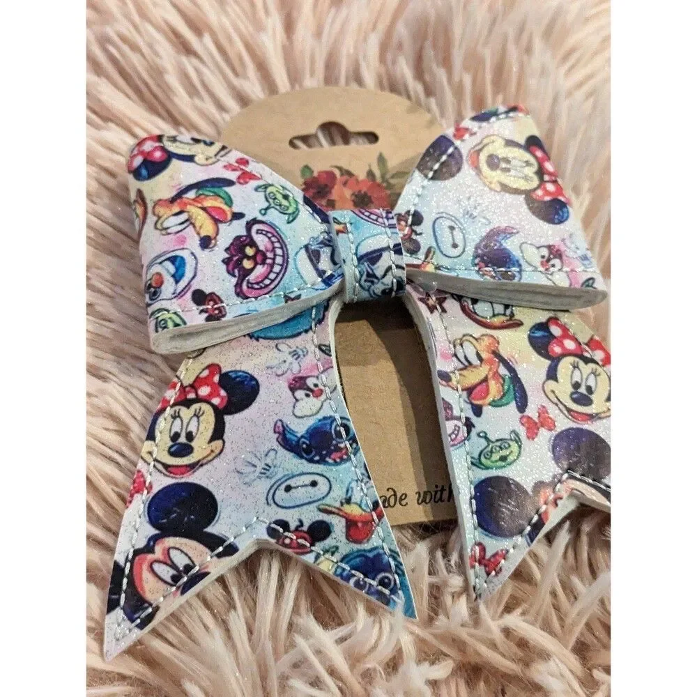 Mickey Mouse inspired glittery hair bow barrette brand new clip